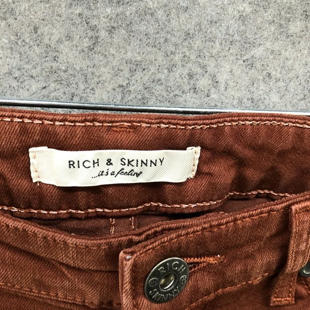 Rich & Skinny Low Rise Skinny Jeans Womens Size 27‎ Brown Stretch Chocolate